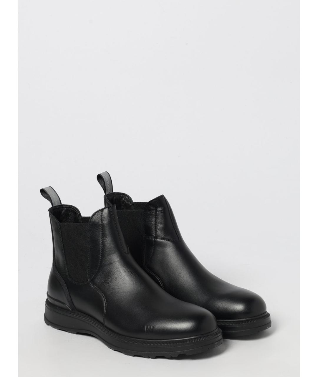 WOOLRICH Черные кожаные низкие ботинки, фото 2
