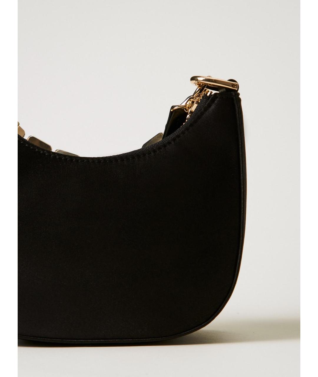 TWIN-SET Черная сумка с короткими ручками из искусственной кожи, фото 3