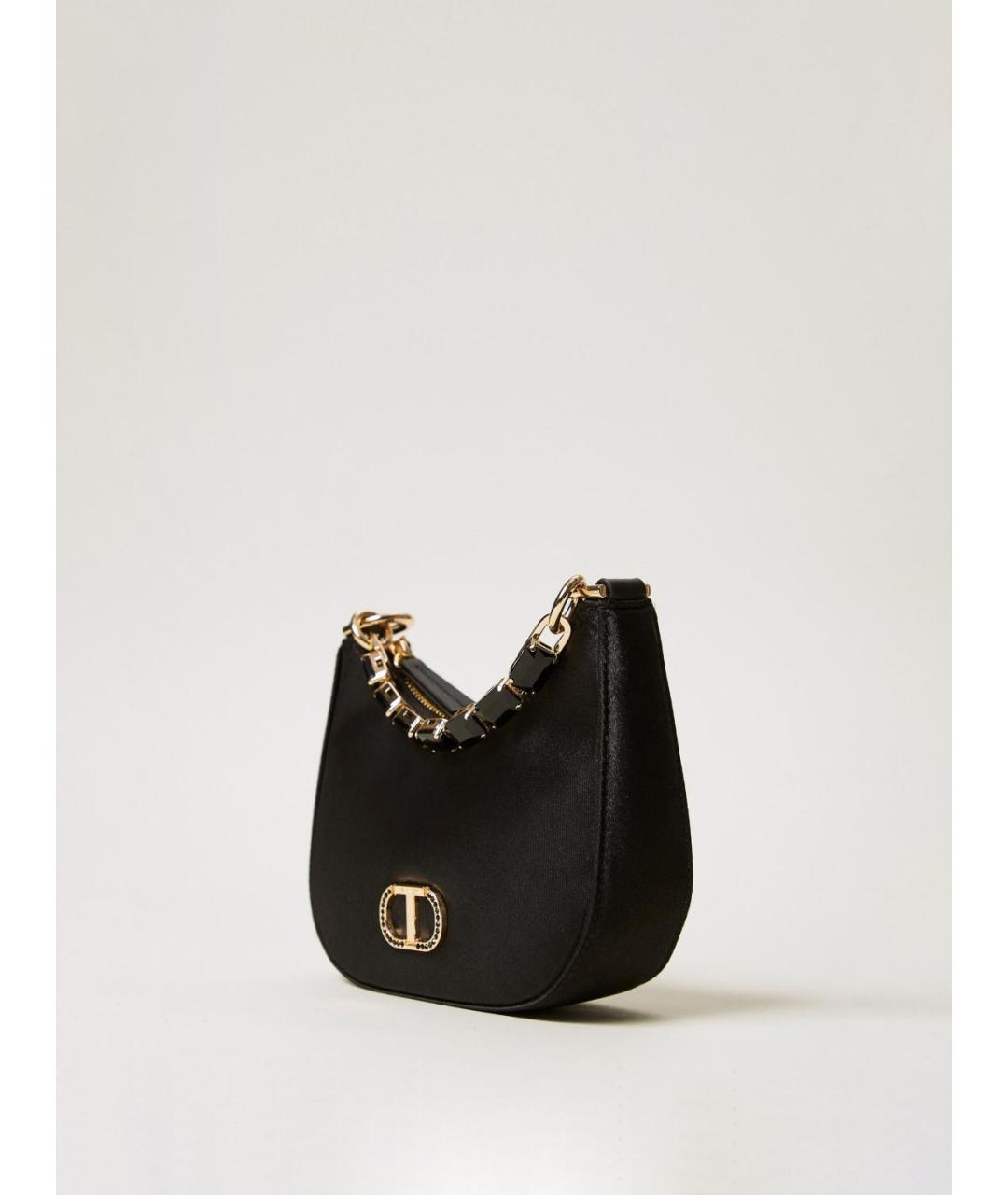 TWIN-SET Черная сумка с короткими ручками из искусственной кожи, фото 2