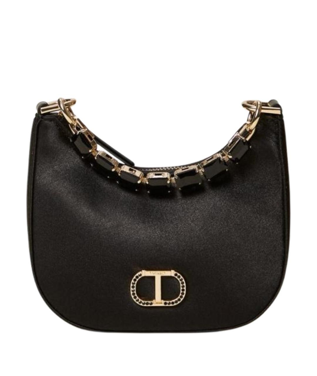 TWIN-SET Черная сумка с короткими ручками из искусственной кожи, фото 1