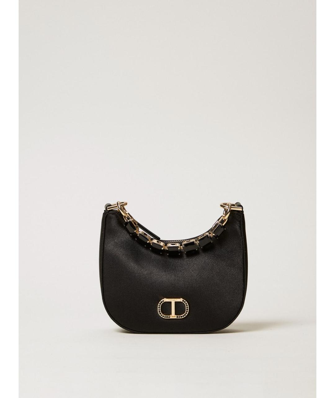 TWIN-SET Черная сумка с короткими ручками из искусственной кожи, фото 5