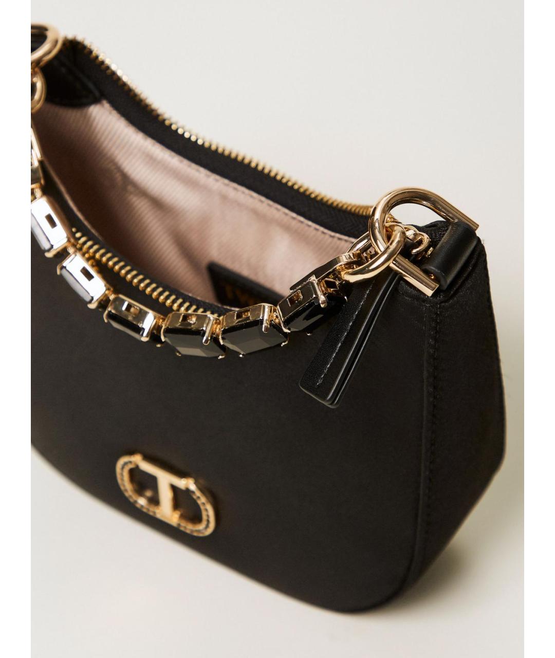 TWIN-SET Черная сумка с короткими ручками из искусственной кожи, фото 4