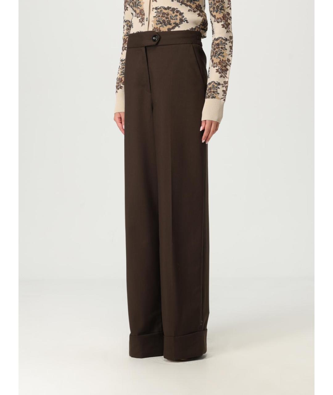 ANTONIO MARRAS Коричневые вискозные прямые брюки, фото 4