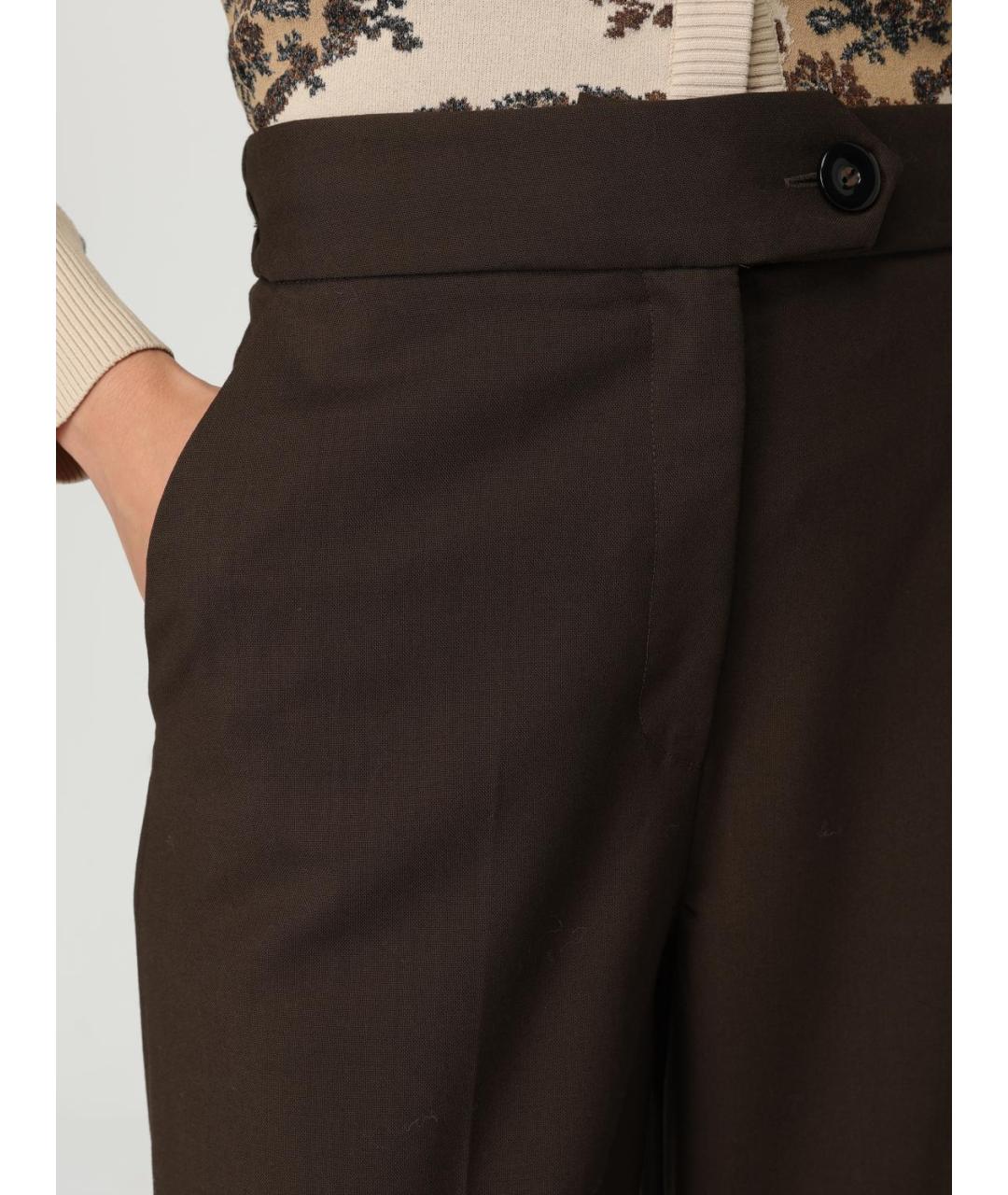 ANTONIO MARRAS Коричневые вискозные прямые брюки, фото 5