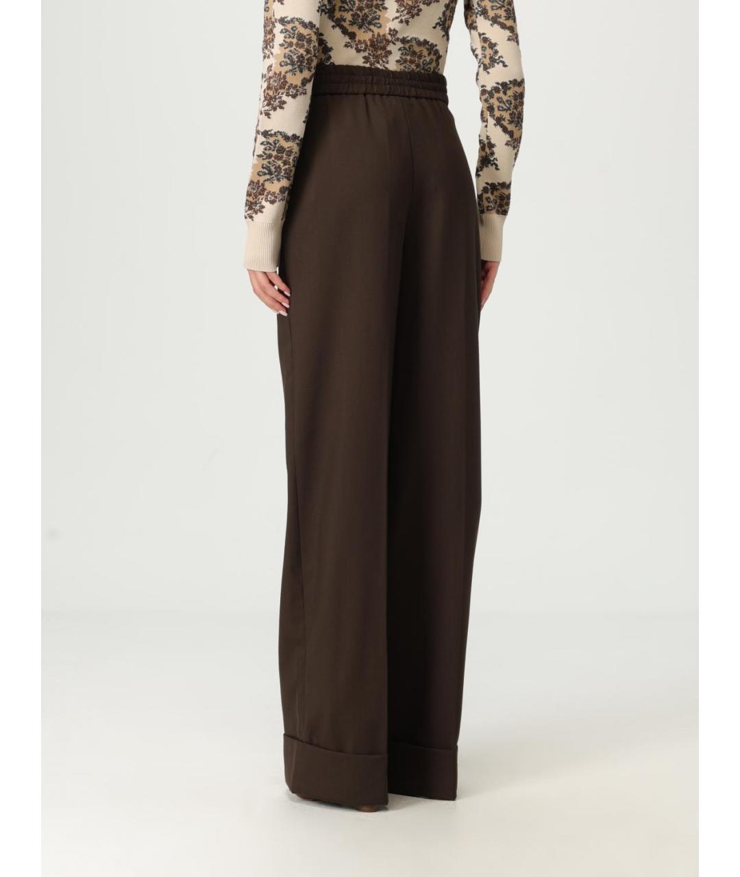 ANTONIO MARRAS Коричневые вискозные прямые брюки, фото 3