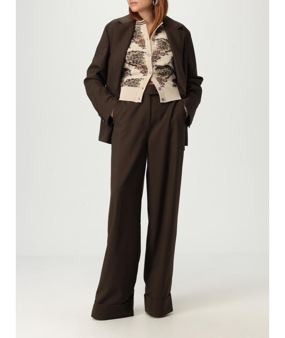 ANTONIO MARRAS Коричневые вискозные прямые брюки, фото 2