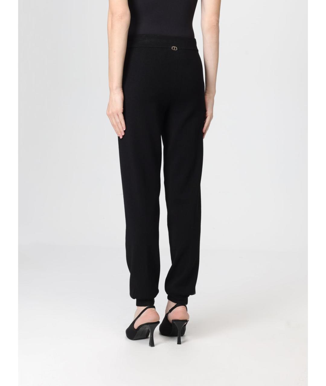 TWIN-SET Черные вискозные брюки узкие, фото 2