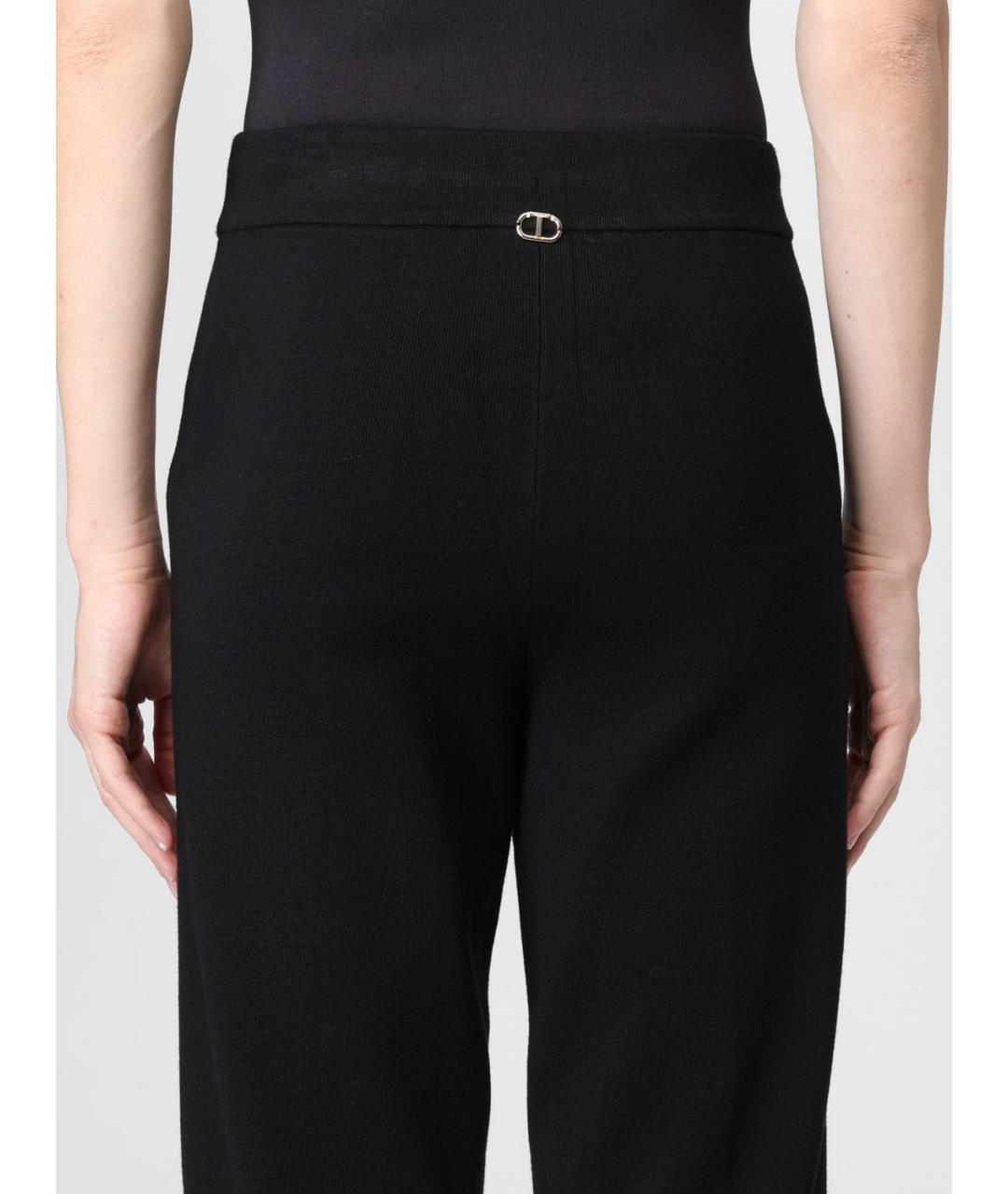TWIN-SET Черные вискозные брюки узкие, фото 3