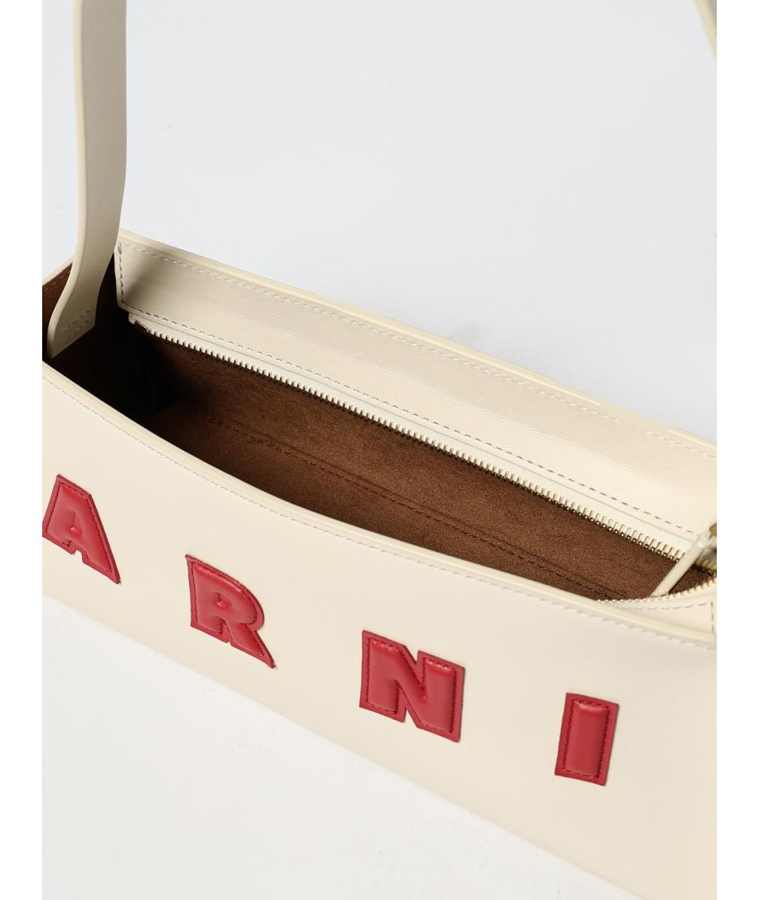 MARNI Бежевая кожаная сумка через плечо, фото 5