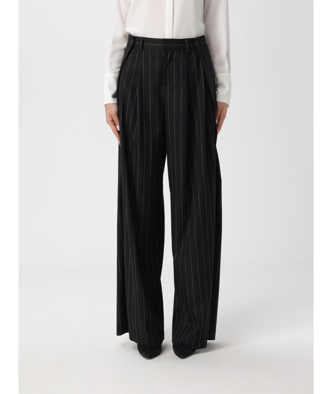 MAR DE MARGARITAS Черные креповые прямые брюки, фото 4