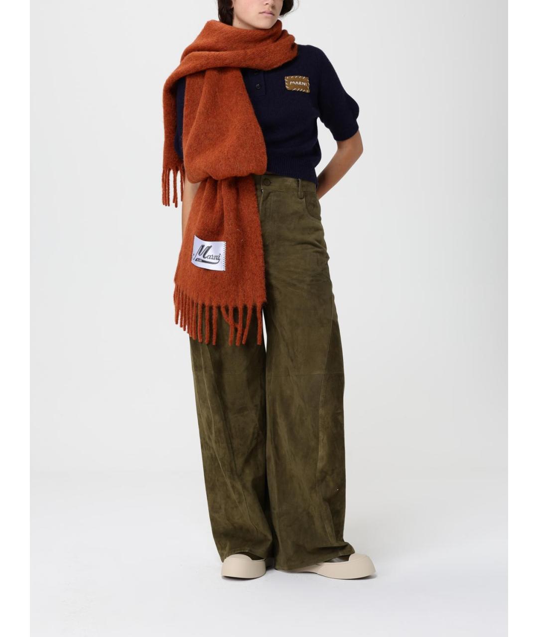 MARNI Темно-синяя кашемировая футболка, фото 3