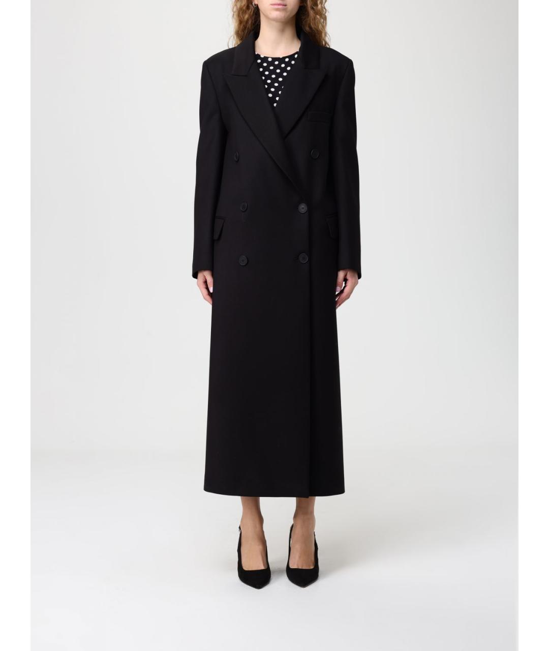 MAR DE MARGARITAS Черное шерстяное пальто, фото 4