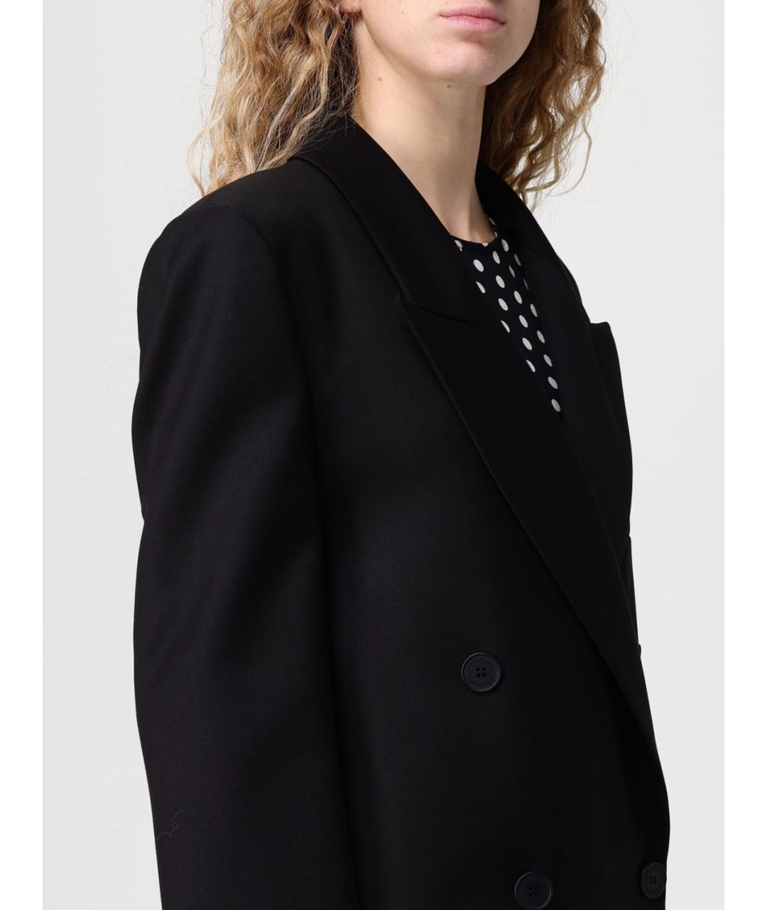 MAR DE MARGARITAS Черное шерстяное пальто, фото 3