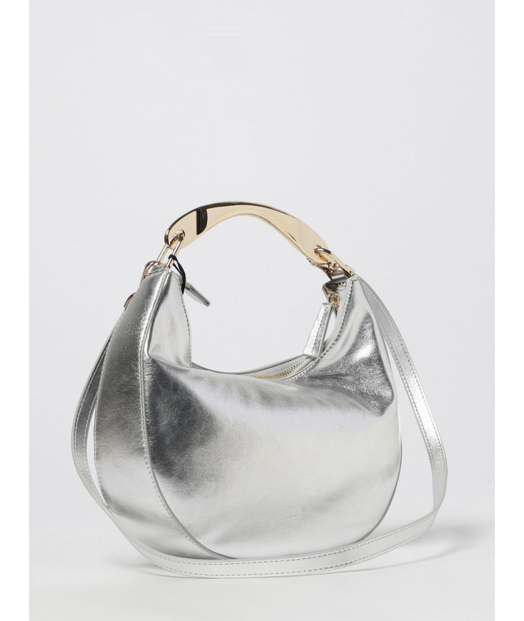 TWIN-SET Серебряная сумка с короткими ручками из искусственной кожи, фото 2