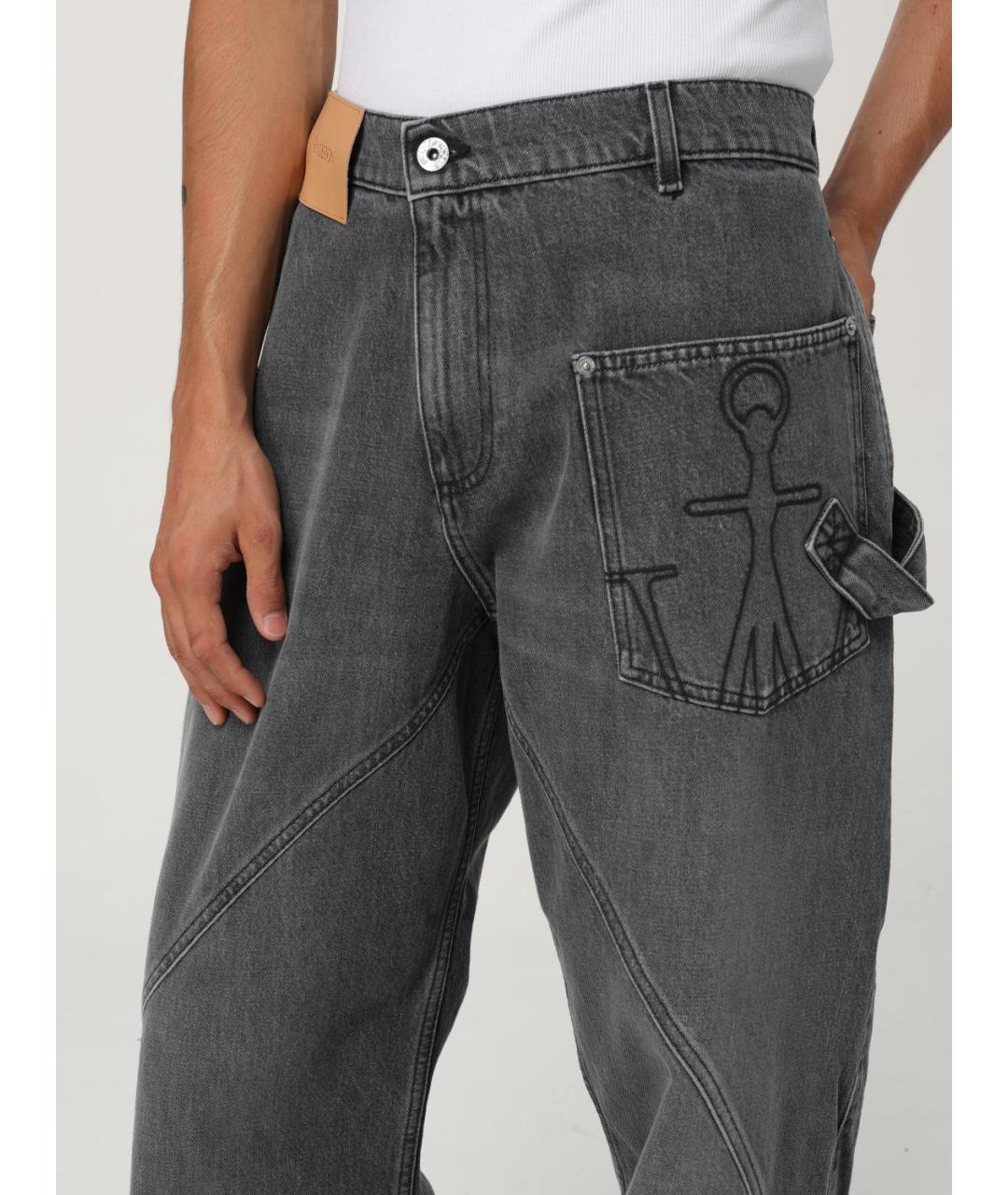 J.W.ANDERSON Серые хлопковые прямые джинсы, фото 6