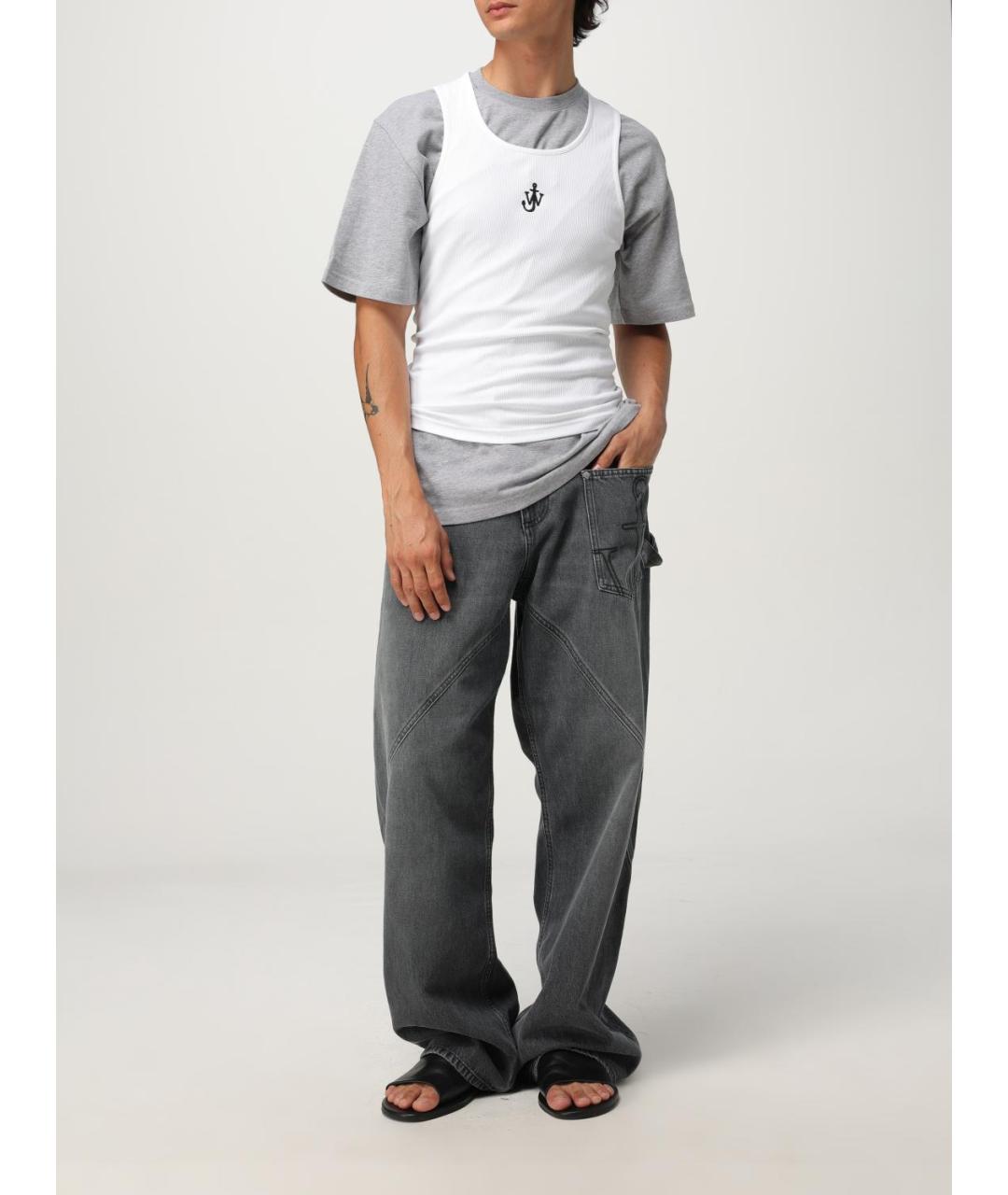 J.W.ANDERSON Серые хлопковые прямые джинсы, фото 3