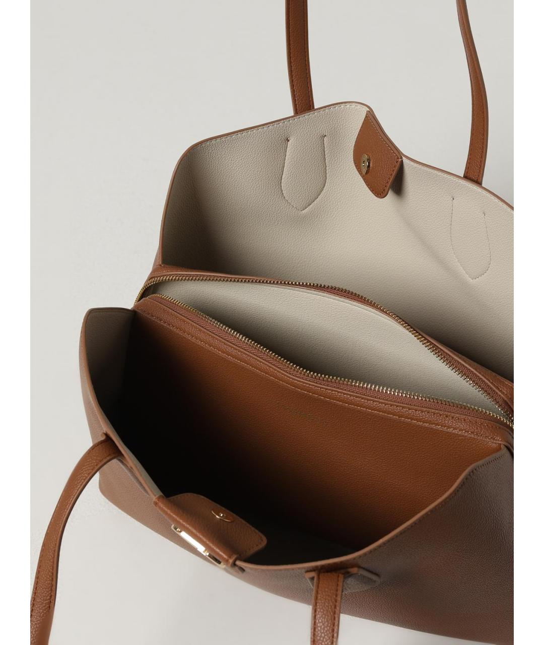 TWIN-SET Коричневая сумка тоут из искусственной кожи, фото 3