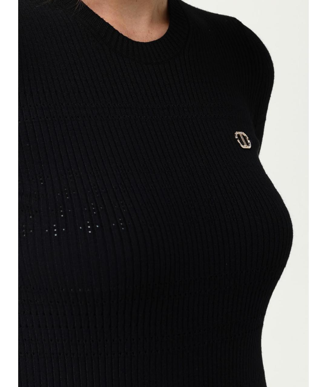 TWIN-SET Черная вискозная футболка, фото 3