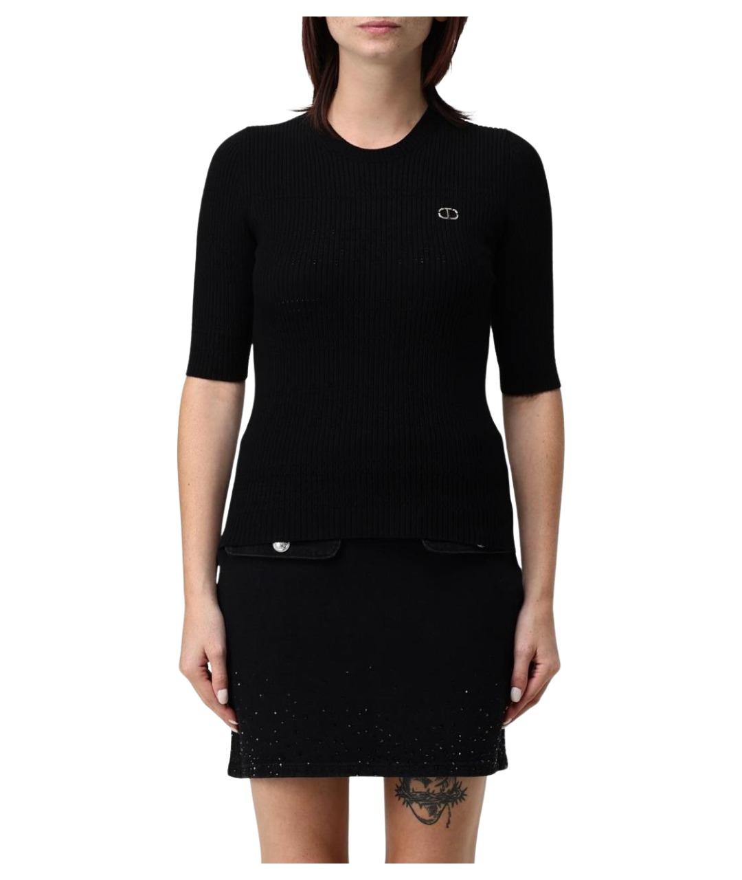 TWIN-SET Черная вискозная футболка, фото 1