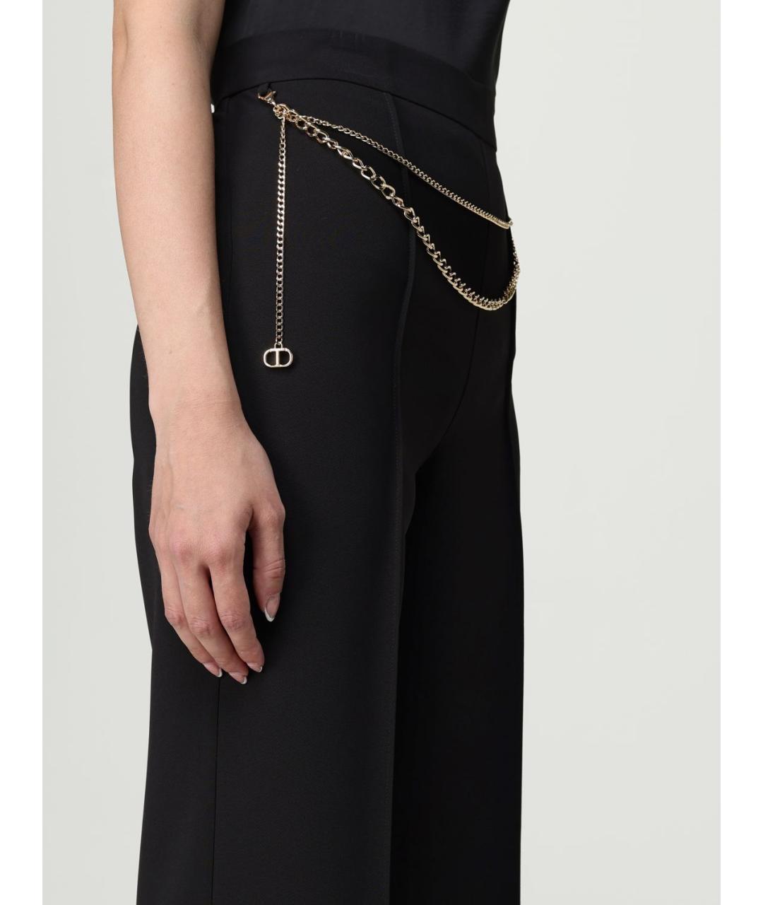 TWIN-SET Черные полиэстеровые прямые брюки, фото 3