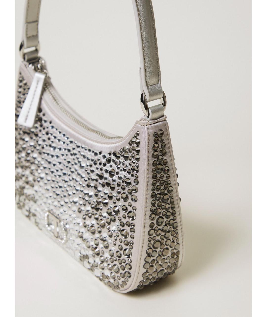 TWIN-SET Серебряная сумка через плечо из искусственной кожи, фото 4
