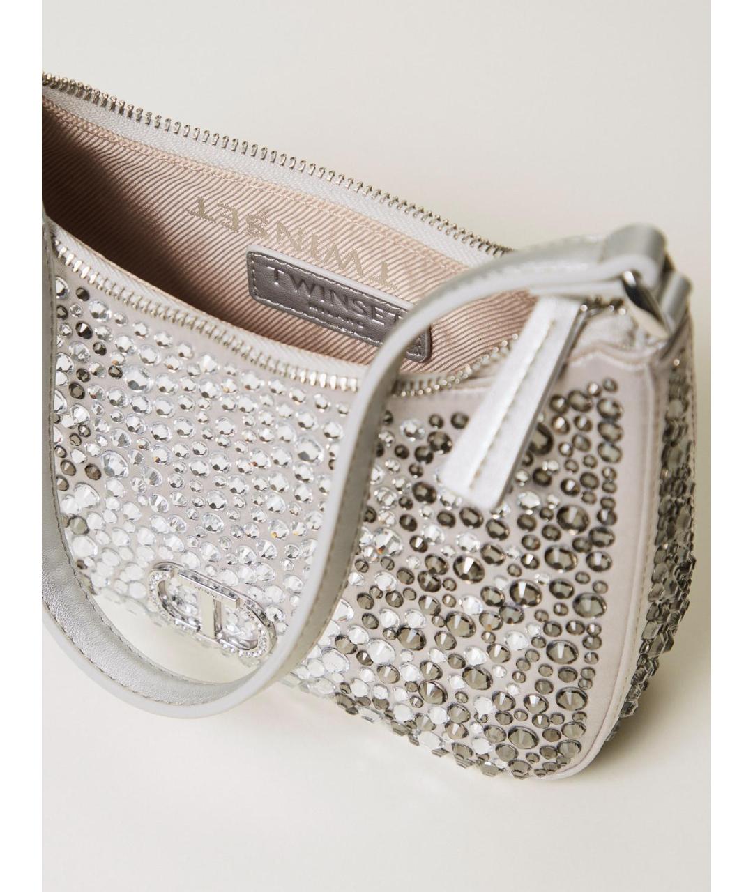 TWIN-SET Серебряная сумка через плечо из искусственной кожи, фото 3