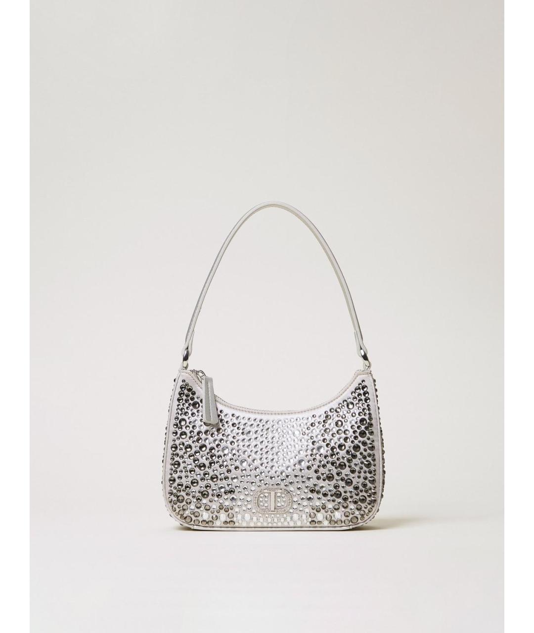 TWIN-SET Серебряная сумка через плечо из искусственной кожи, фото 5