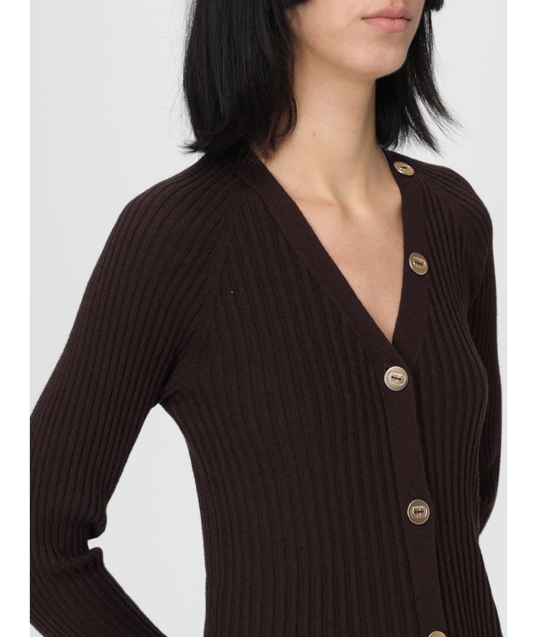 TWIN-SET Коричневое вискозное платье, фото 3