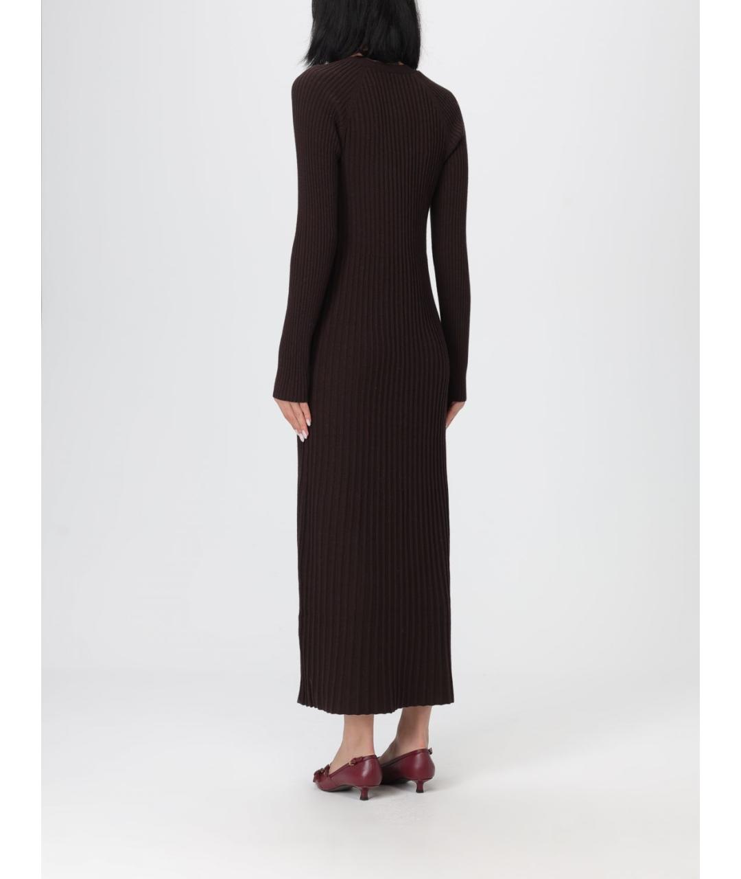 TWIN-SET Коричневое вискозное платье, фото 2