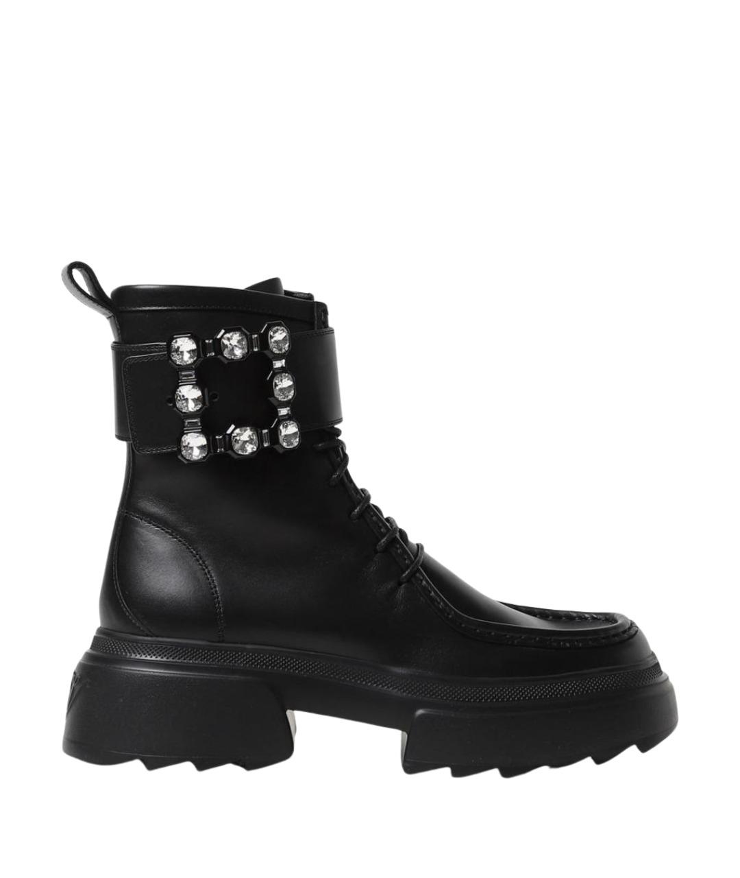 ROGER VIVIER Черные кожаные ботинки, фото 1