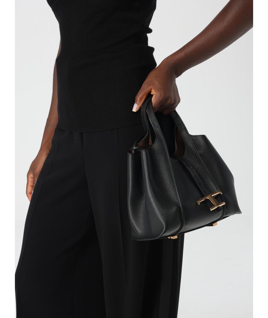 TOD'S Черная кожаная сумка тоут, фото 2