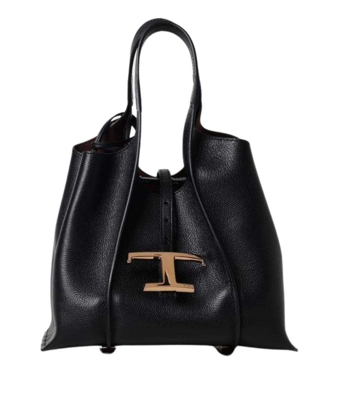 TOD'S Черная кожаная сумка тоут, фото 1