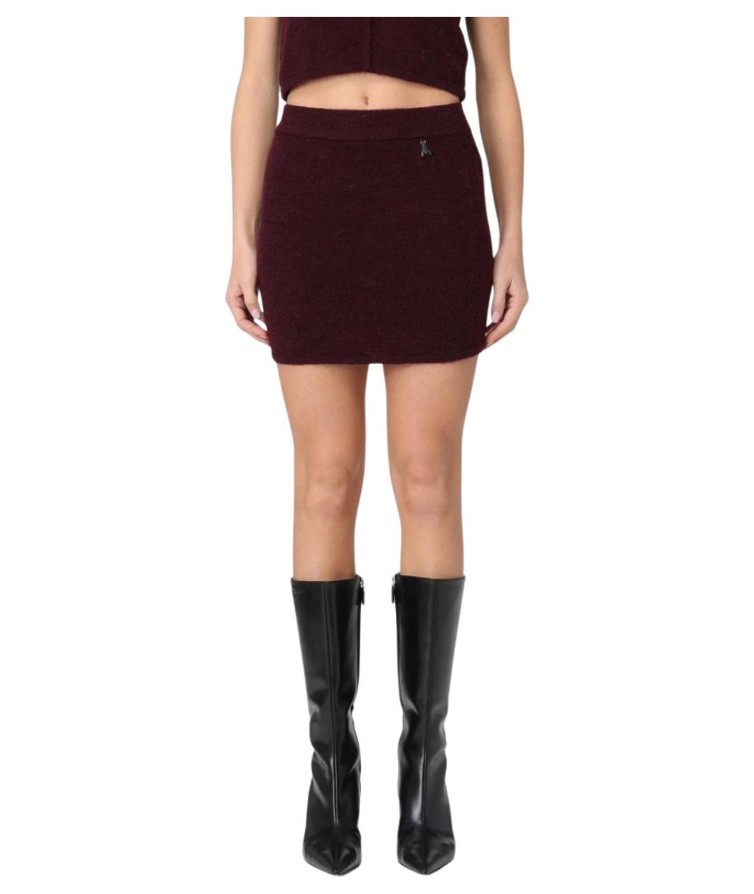 PATRIZIA PEPE Бордовая юбка мини, фото 1