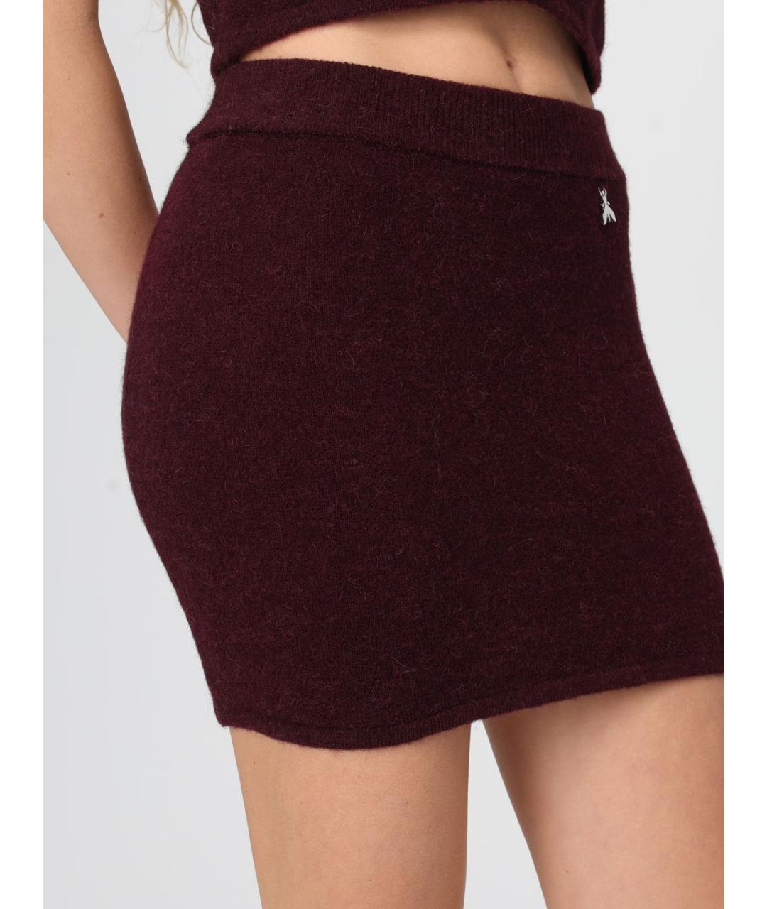 PATRIZIA PEPE Бордовая юбка мини, фото 3