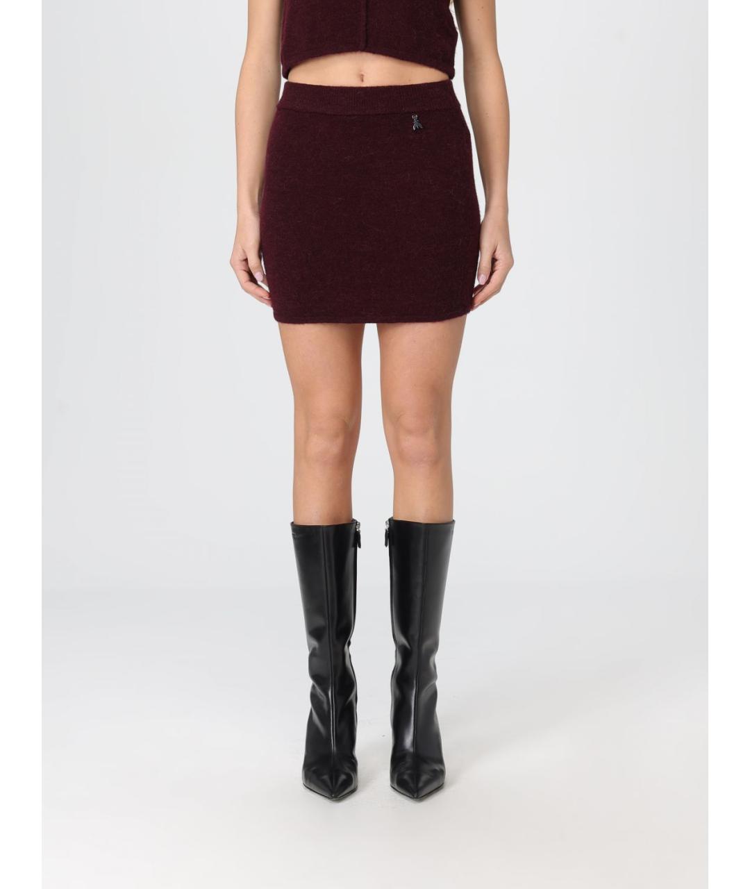 PATRIZIA PEPE Бордовая юбка мини, фото 4