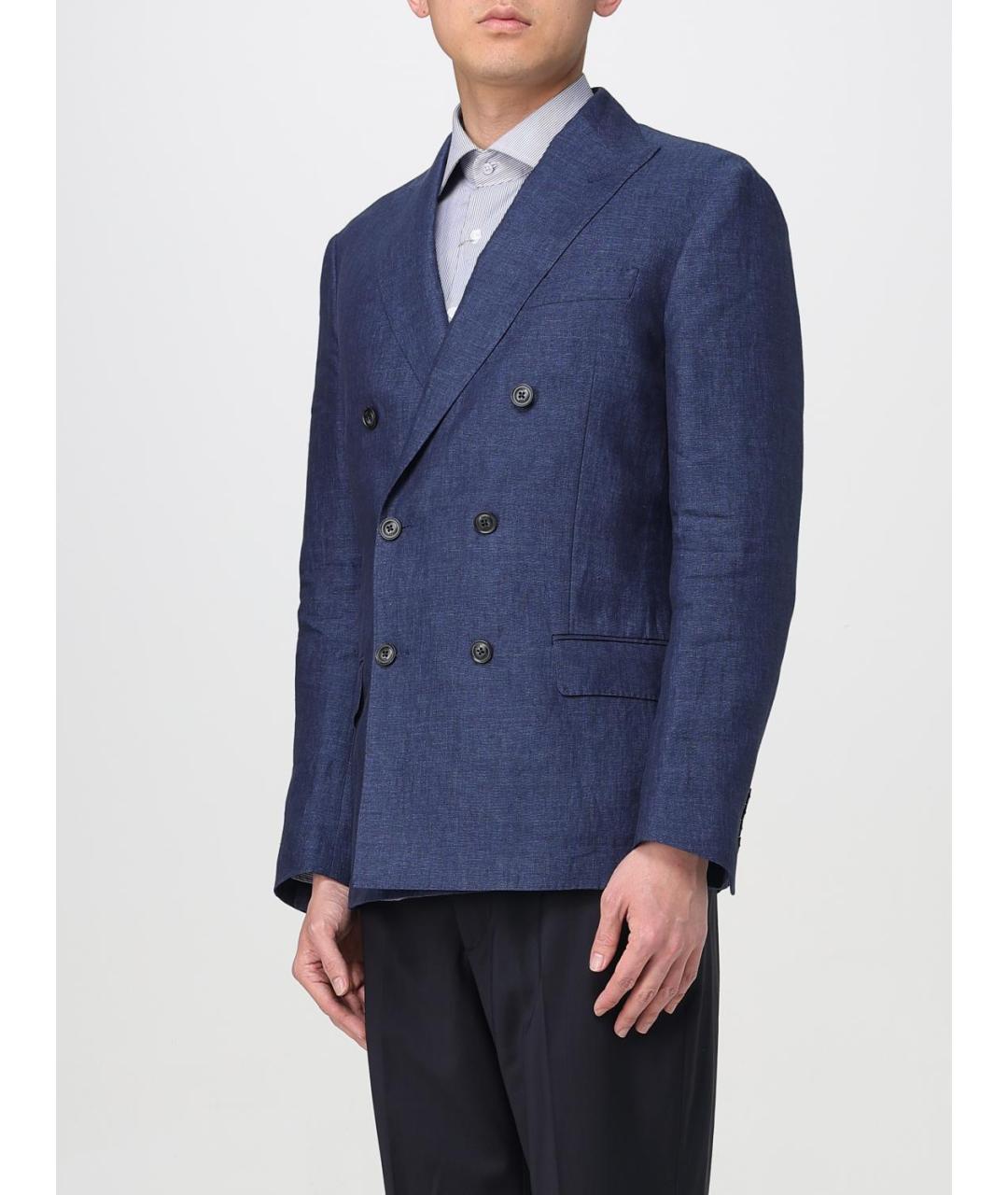 FAY Синий льняной пиджак, фото 3