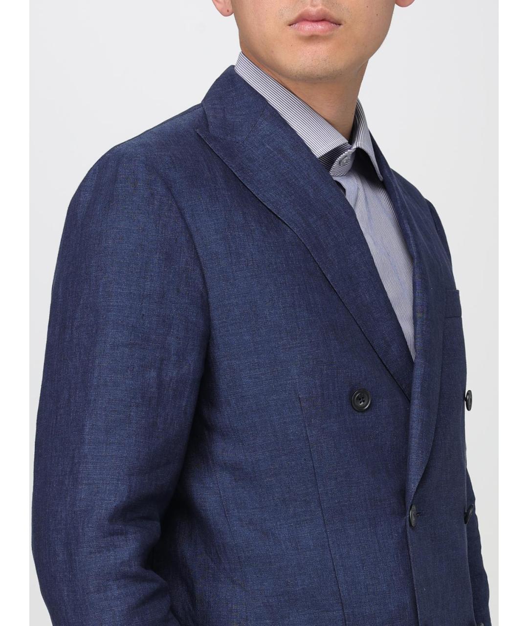 FAY Синий льняной пиджак, фото 4