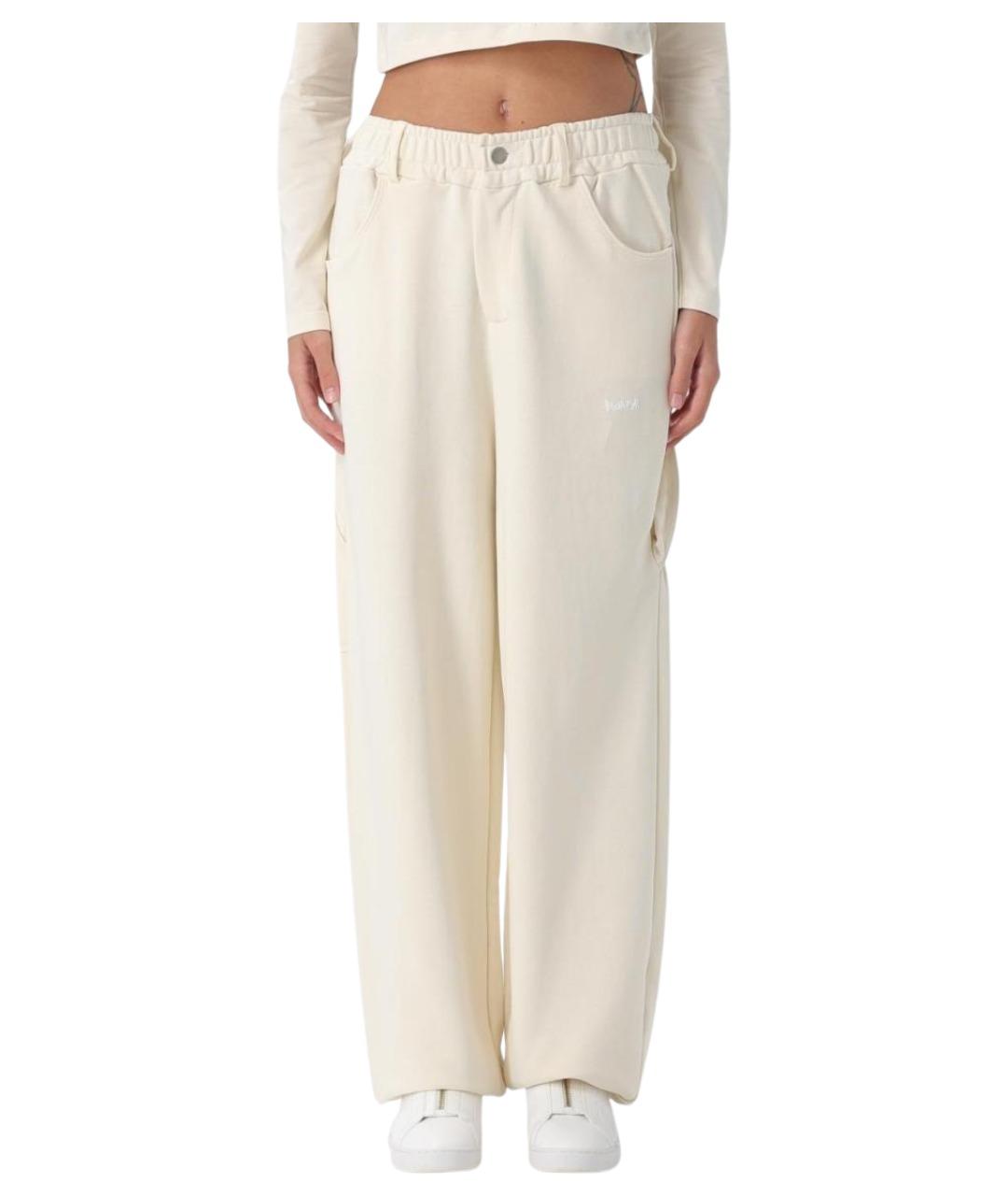 DISCLAIMER Бежевые хлопковые прямые брюки, фото 1