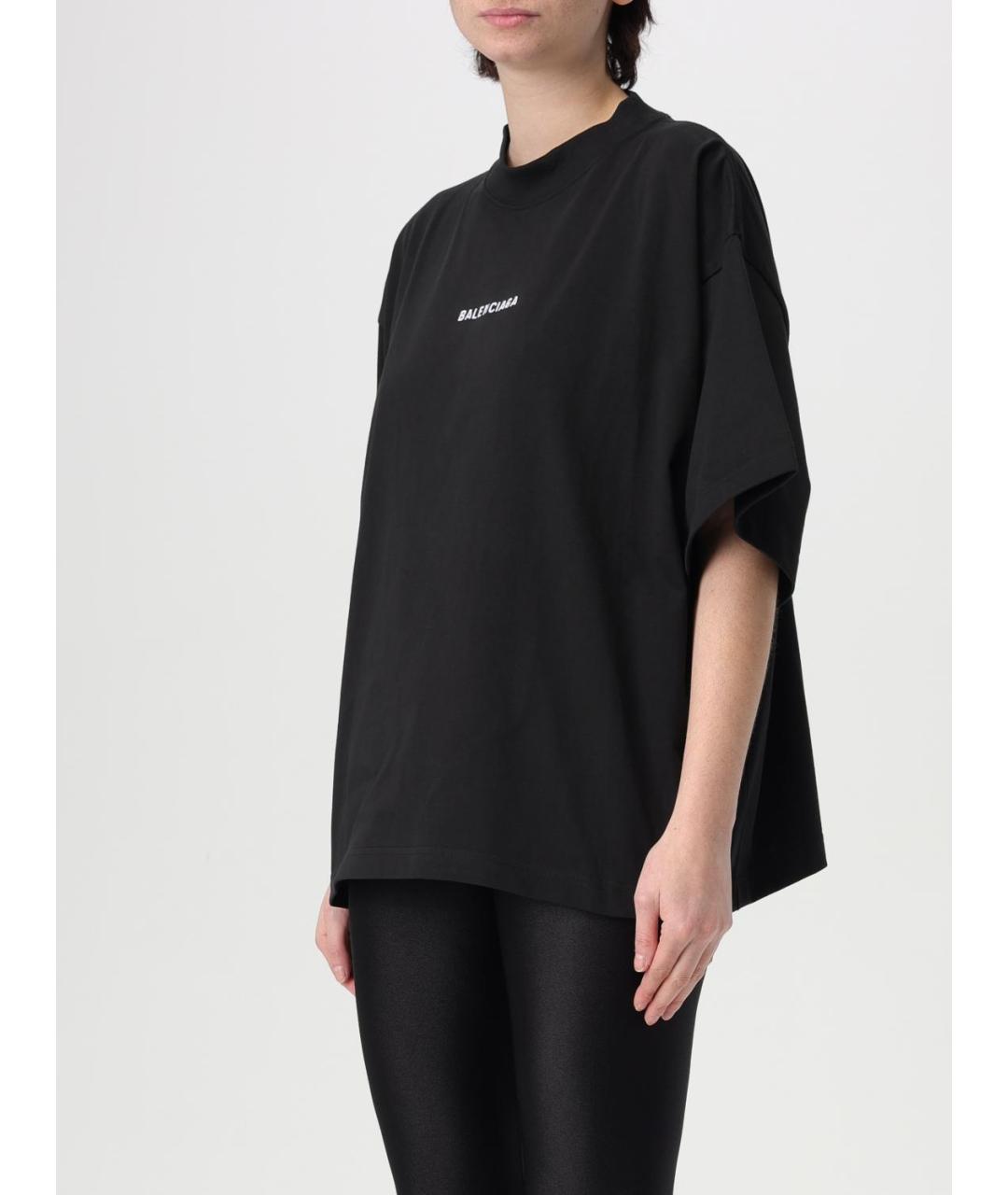 BALENCIAGA Черная хлопковая футболка, фото 4