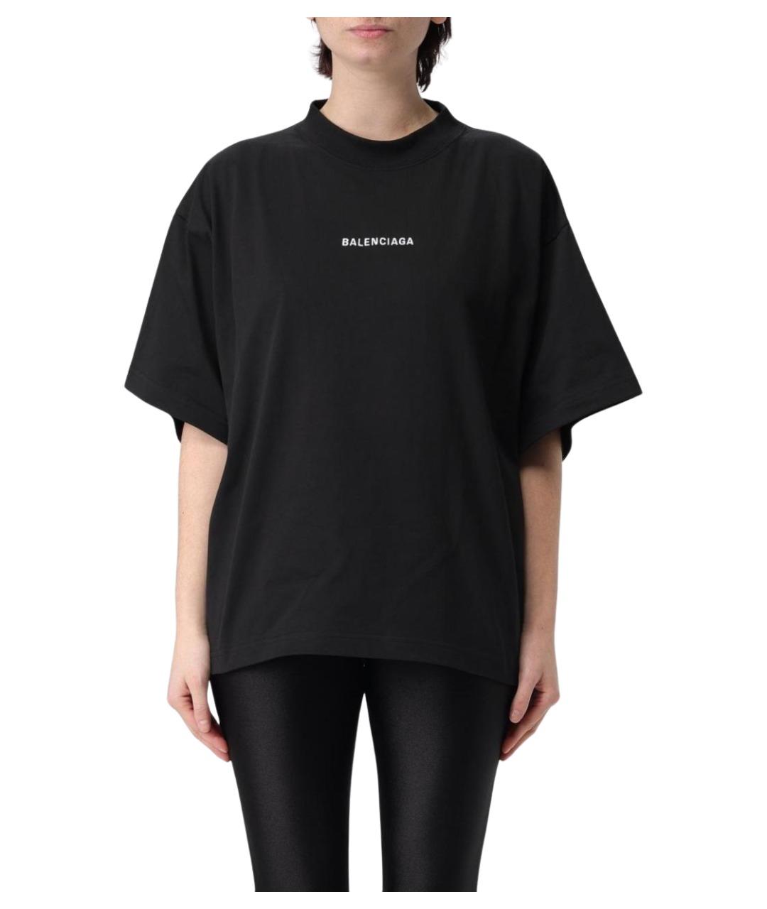 BALENCIAGA Черная хлопковая футболка, фото 1