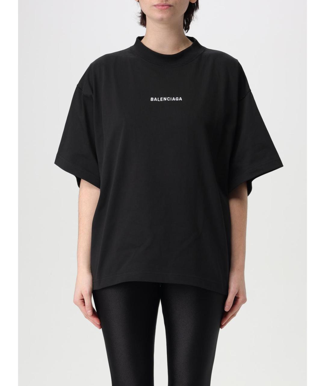 BALENCIAGA Черная хлопковая футболка, фото 6