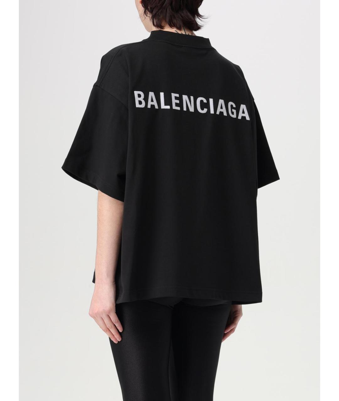 BALENCIAGA Черная хлопковая футболка, фото 3