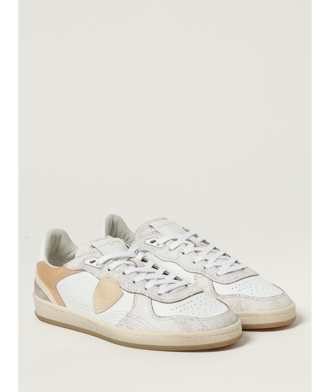 PHILIPPE MODEL Белые кожаные низкие кроссовки / кеды, фото 2