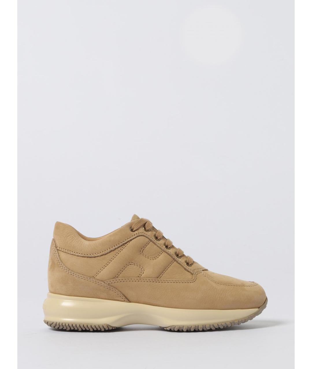 HOGAN Бежевые кожаные кроссовки, фото 5