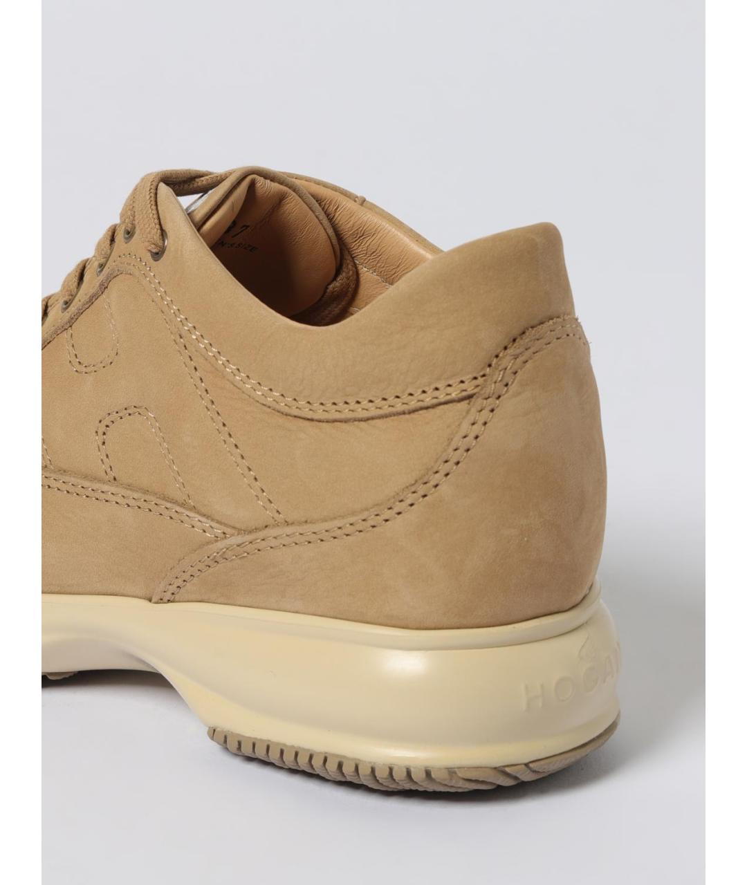 HOGAN Бежевые кожаные кроссовки, фото 4