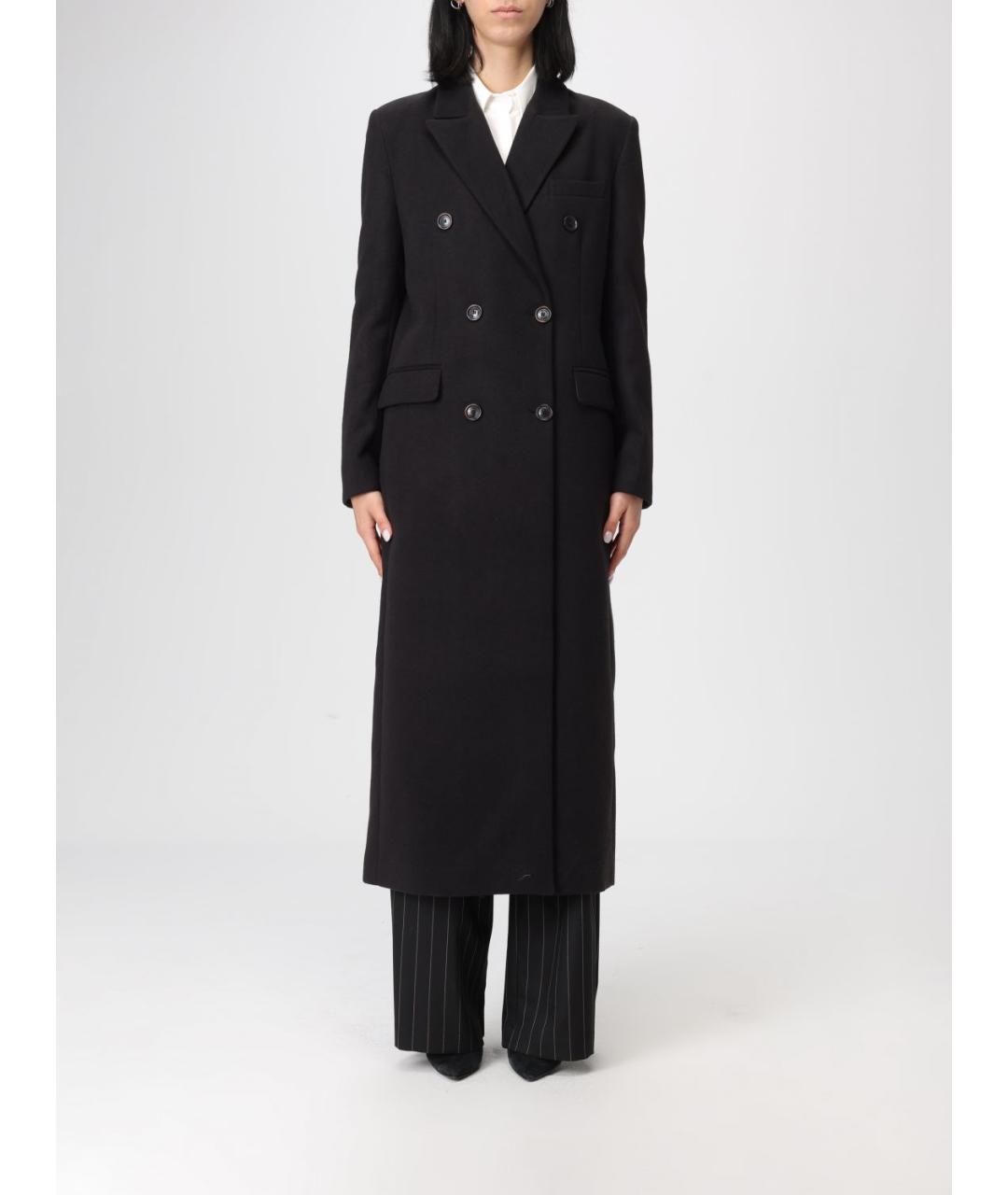 MAR DE MARGARITAS Черное шерстяное пальто, фото 5