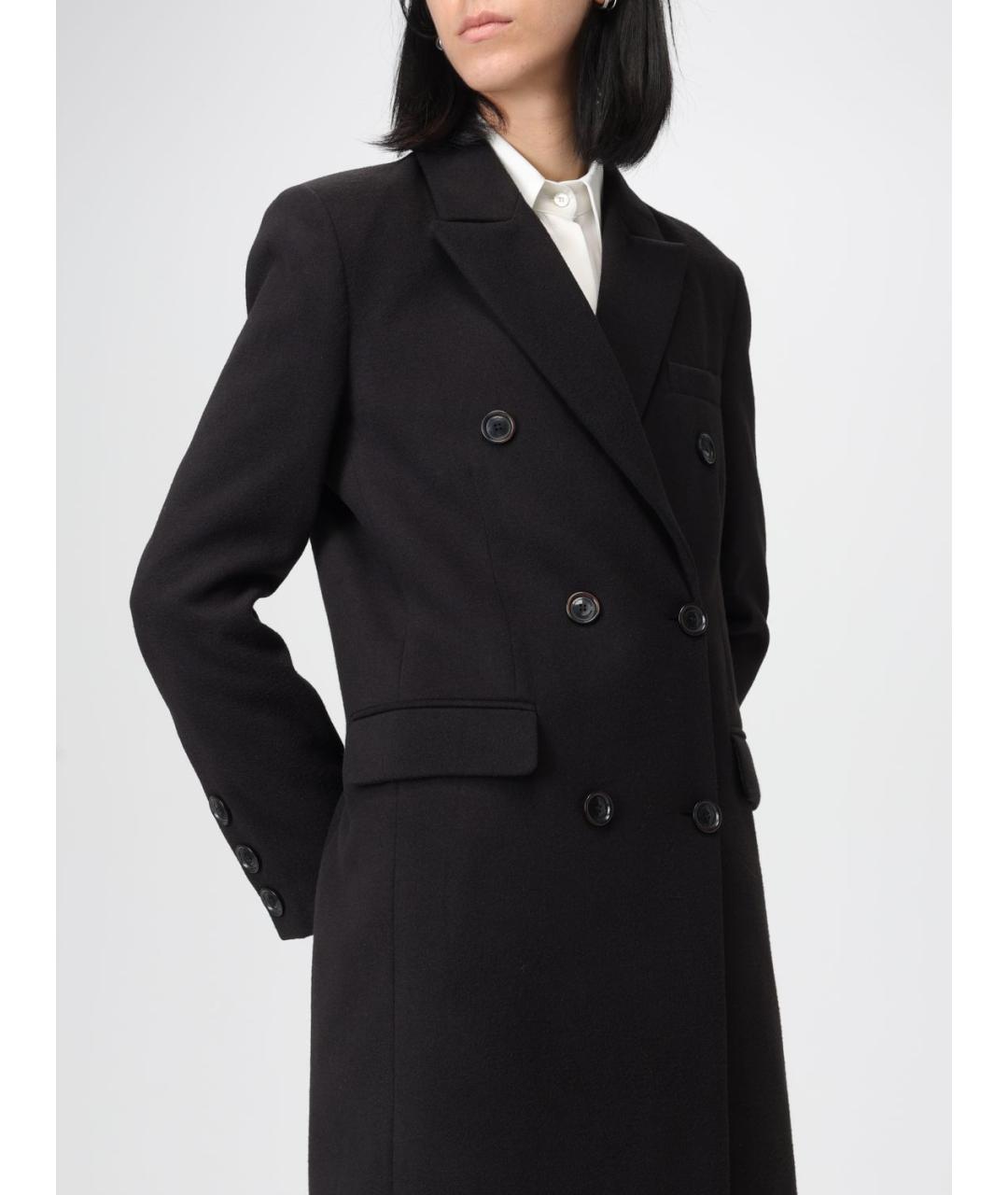 MAR DE MARGARITAS Черное шерстяное пальто, фото 4