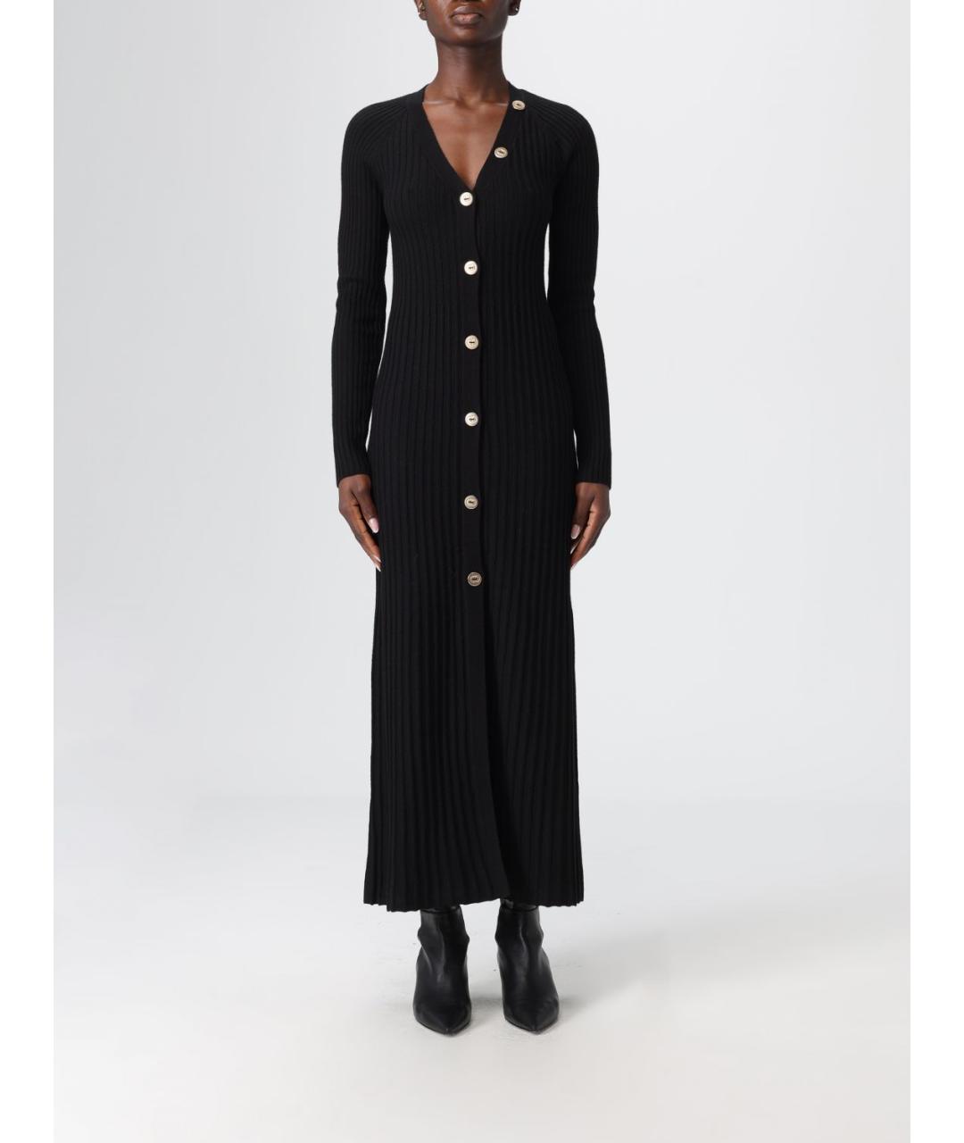 TWIN-SET Черное вискозное повседневное платье, фото 4