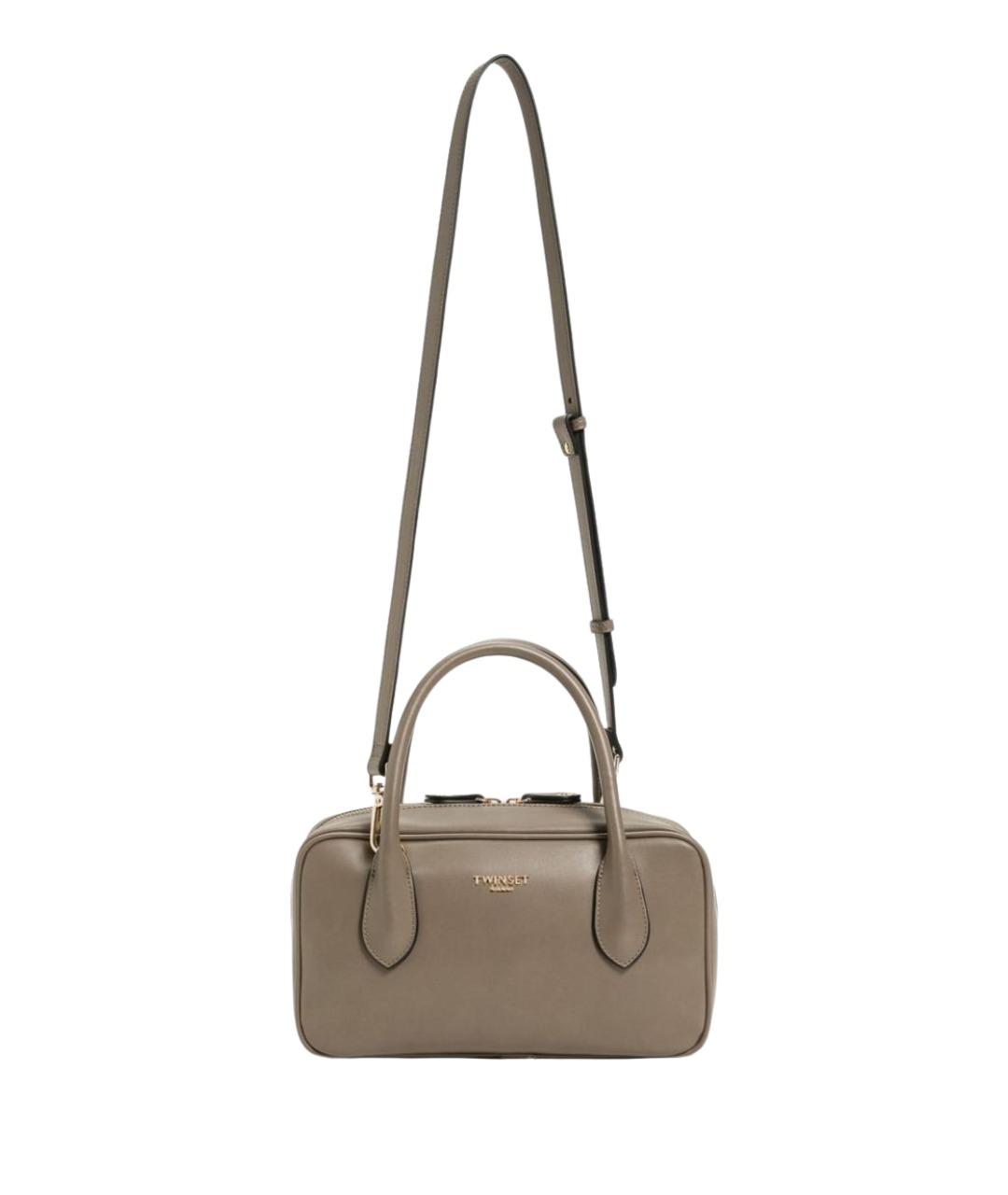 TWIN-SET Серая сумка через плечо из искусственной кожи, фото 1