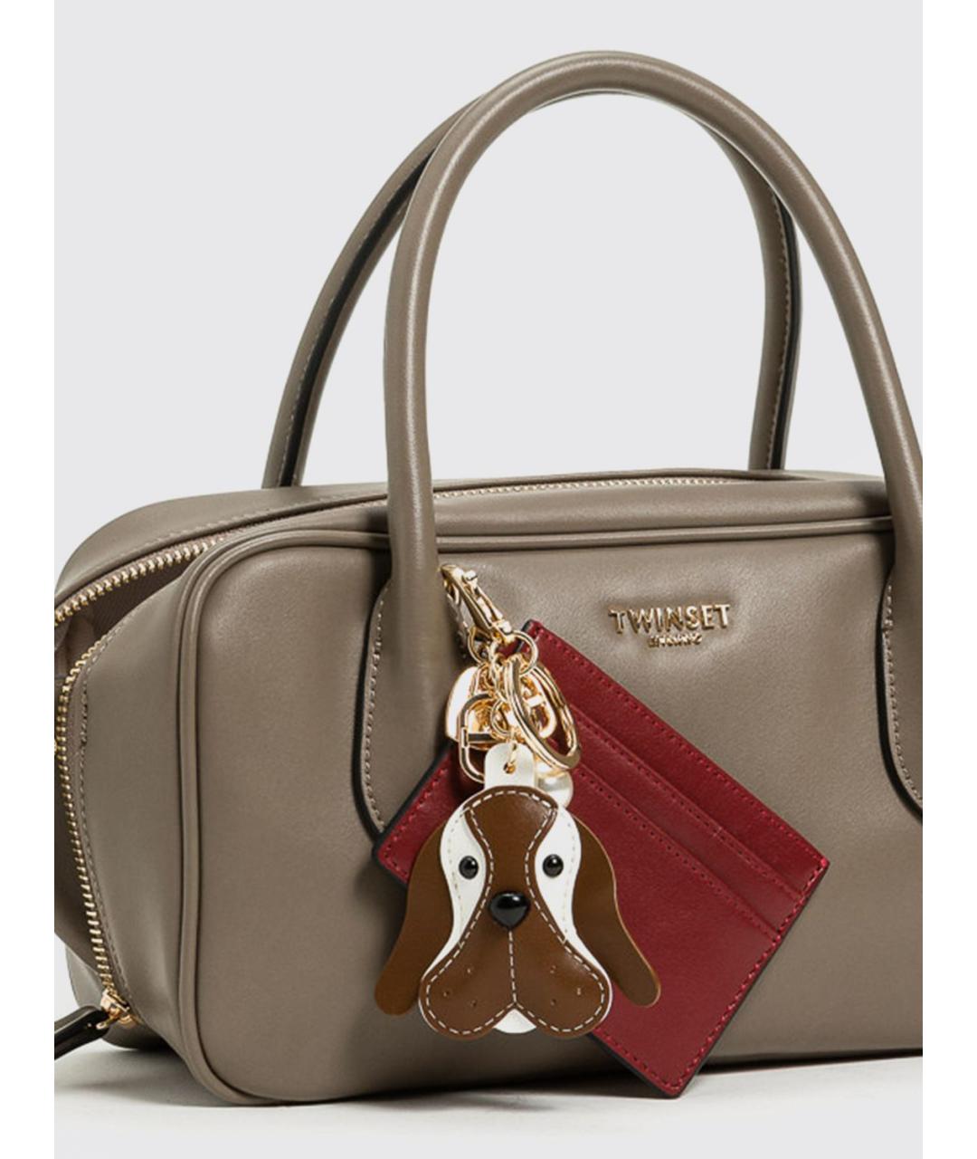 TWIN-SET Серая сумка через плечо из искусственной кожи, фото 3